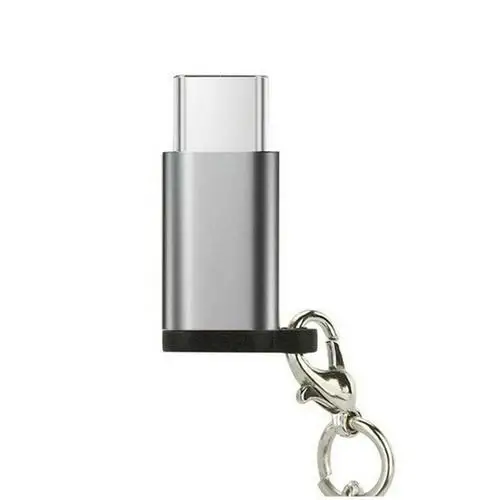 Адаптер для мобильного телефона Micro USB-Type C адаптер анти-потеря брелок разъем для huawei Xiaomi samsung Galaxy конвертировать разъем - Цвет: Серый