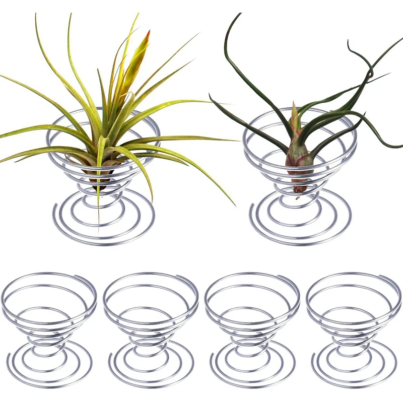 LBER 6 Pieces Air Plant Stand Airplant Container Tillandsia Holder Stainless Steel Plant Display Racks Air Pineapple Base