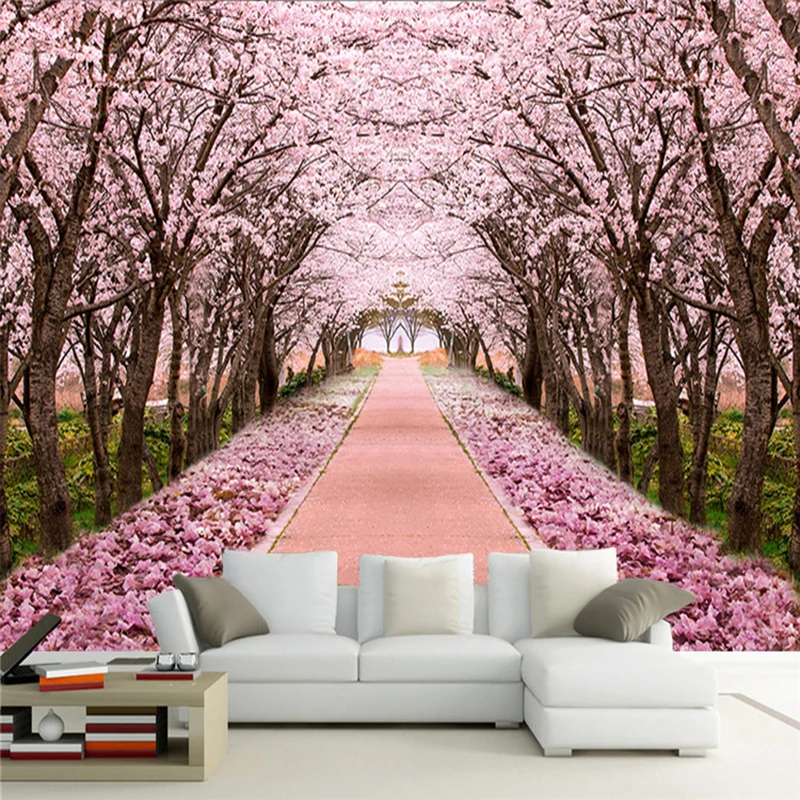 

Dropship Custom Photo Wallpaper 3D Romantic Cherry Blossom Tree Mural TV Sofa Background Wall Painting Fresco Papel De Parede