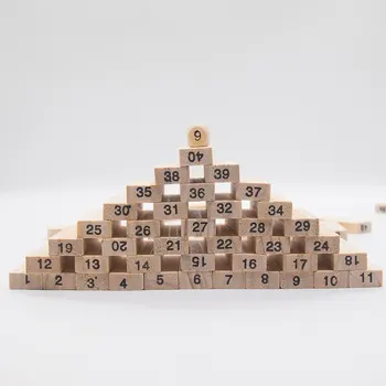 

54 Pieces Number Toppling Timbers Wooden Blocks Game Stacking Blocks Stacking Tower Fun Outdoor Lawn Yard Game Education Toy