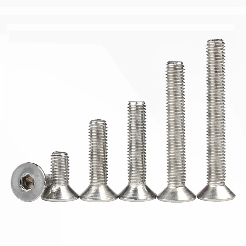 1/5/10/50pcs M1.6 M2 M2.5 M3 M4 M5 M6 M8 304 A2 Stainless Steel GB70.3 Hexagon Hex Socket Head Flat Countersunk Allen Bolt Screw