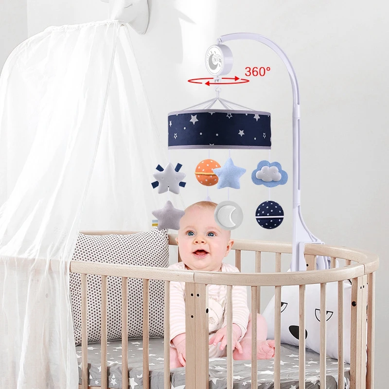 

Baby Musical Crib Mobile Space Theme Infant Bed Decoration Toy Hanging with Rotation, Nursery Bed Decor for Kids