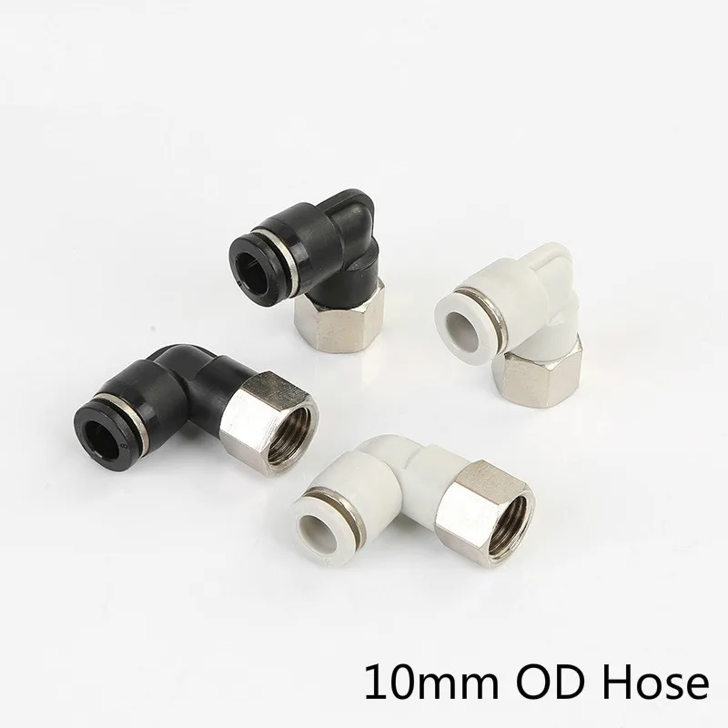 

Air Pneumatic Pipe Connector 10mm OD Hose Tube 1/8" 1/4" 3/8" 1/2" BSPT Female Thread L Shape Gas Quick Joint Fitting