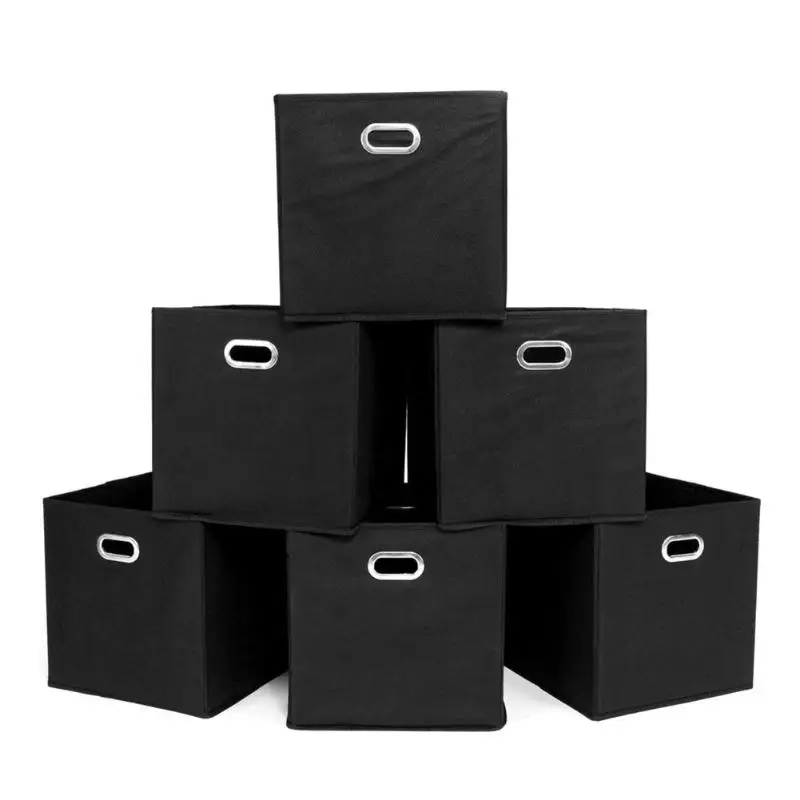 

6pcs Portable Foldable Cube Fabric Storage Bins Box Clothes Holder w/Handle