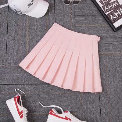 Женская мини-юбка в складку выпускник в стиле Харадзюку, стильные однотонные юбки, милая японская школьная форма, юбка женская Kawaii юбка saia faldas - Цвет: 8810-Pink