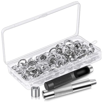 

120 Sets 1/2 Inch Grommet Eyelets Kit Include Grommets Eyelets and Grommet Setting Tool with Storage Box