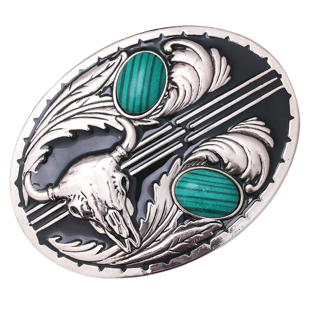 Retro Gem Belt Buckle Indian Tribal Bull Head Rodeo Cowboy Belt Clamp Parts