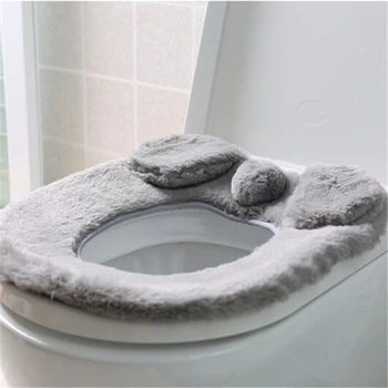 

2020 New Winter Comfortable Soft Heated Washable Toilet Seat Mat Set Bathroom Accessories Interior For Home Decor Closestool Mat