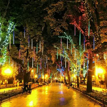 

30cm/50cm LED String Light Meteor Shower Rain Christmas Tree Fairy Light Outdoor Garden Raindrop Snow Falling Light Decor