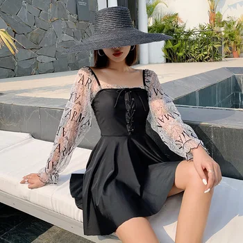 

Women's One-Piece Swimwear Bodysuit Swimsuit Sports Push Up Swimming Suit Bikinis 2019 Backless Swimsuits With Skirt Black