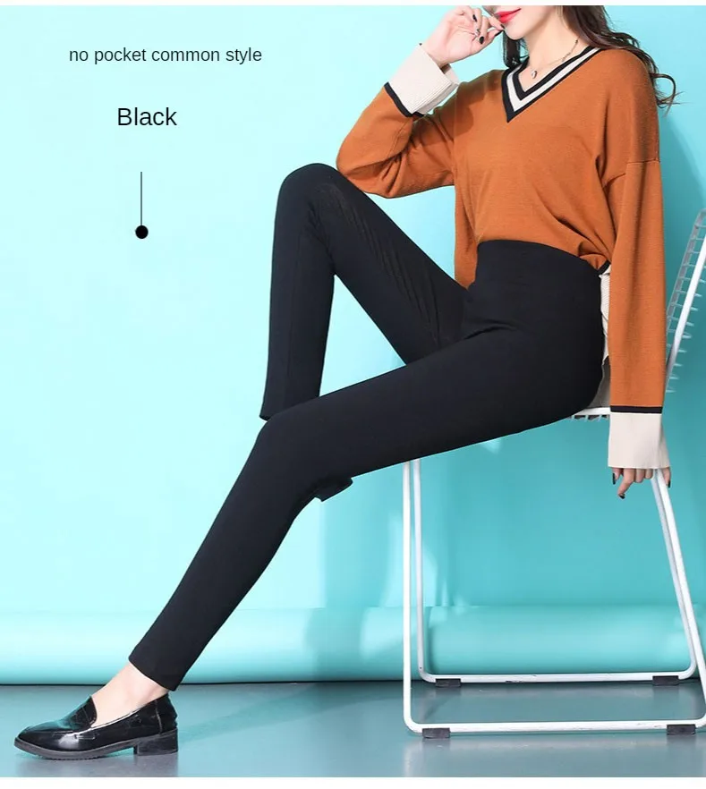 SVOKOR Women Velvet Leggings Winter Warm Leggings Thick Lamb Wool Pants Cold-Resistant Plus Velvet Black Pants Winter Clothes thermal leggings