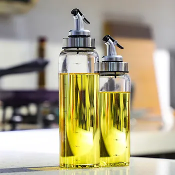 

Oil Spray Cooking Bottle Transparent Glass Leakproof Bottle Kitchen Seasoning Soy Sauce Vinegar Press Type Cruet Barbecue Bottle
