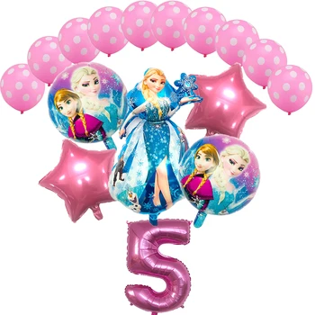 

16Pcs/Set Elsa&Anna Princess Ballons Baby shower Theme Birthday Party Balloon 32inch Number Balloons Decoration Wedding globos