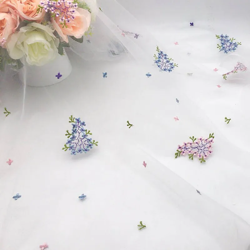 150 см X 100 см, свежий маленький вышитый кружевной тюль, ткань для шитья, одежда для девочек юбка-пачка ткань для свадебной вечеринки, украшения сада