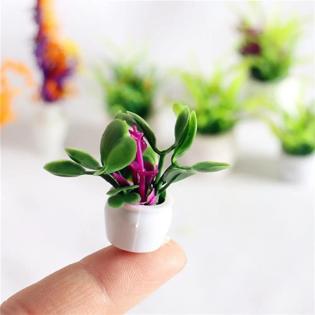 Maison de Poupée Ovale Pot de fleurs avec des fleurs vigne-En Blanc-Miniature 1:12 