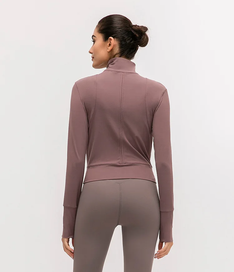 Autumn And Winter New Style Stand Collar Slim Fit Yoga Clothes Brushed Bare Sense Fitness Tops Zipper Casual Sports Jackets