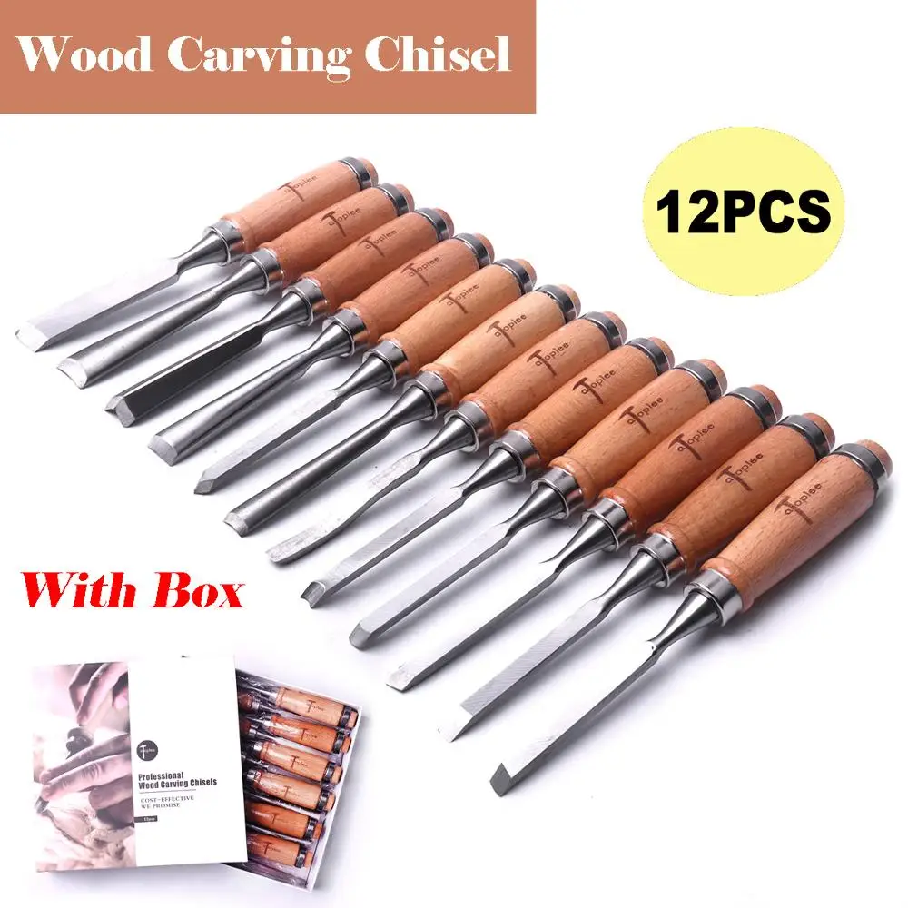 

Professional 12pcs 8Inch Wood Carving Chisel Hand Gouge Set Woodworking Hand Chisel DIY Carving Chisel Kit High Quality