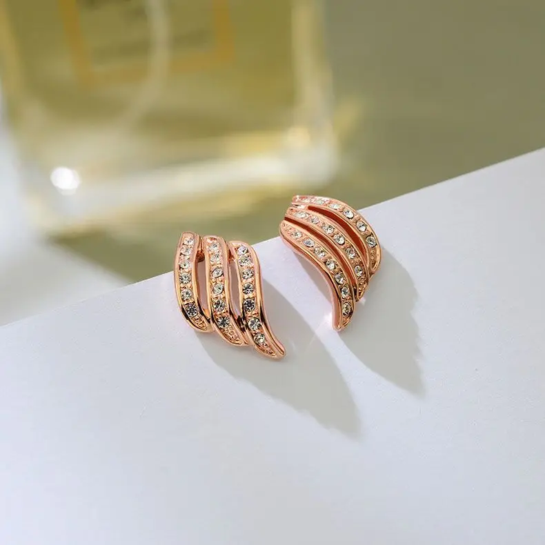 Korea Design Rhinestone Clip On Earrings No Hole Women's Simple Elegant Style Ear cuff Bridal Wedding Party Jewelry