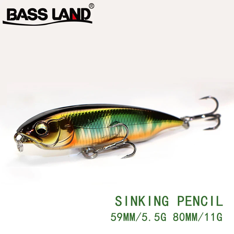

Bassland Sinking Pencil Fishing Lures Walk the dog 59mm 80mm Hard baits pencil Atificial Stickbait Bass Pike Fishing Tackle