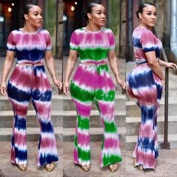 

UK Women Jumpsuit 2 Piece Outfits Floral Crop Top Long Pants Bodycon Casual Set