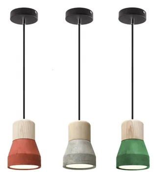 

Modern Coloful Natural Concrete Kitchen Light Fixture Interior Led Restaurant Wood Pendant Lighting Hanging Lamp