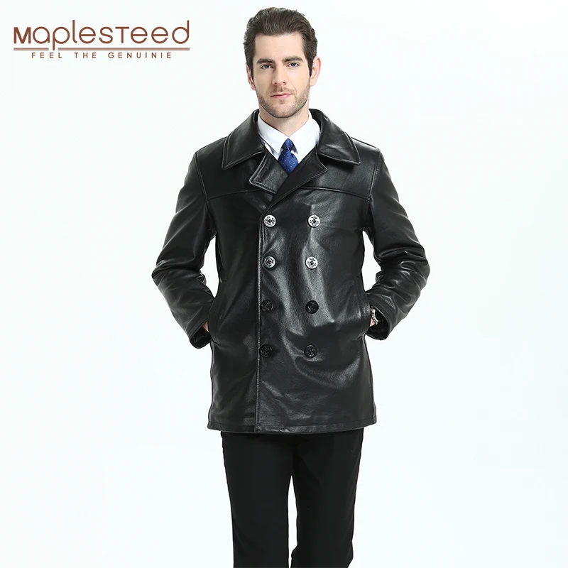 

Long Men Leather Coat Quilted Thick 100% Natural Cow Skin Genuine Leather Jacket Man Winter Coat Long Warm M200