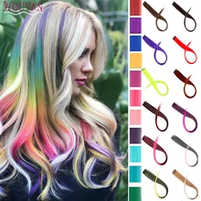 2" длинные прямые волосы 37 цветов, цветные синтетические волосы для наращивания на заколках, цветные полоски для женщин, Повседневное использование, HOUYAN