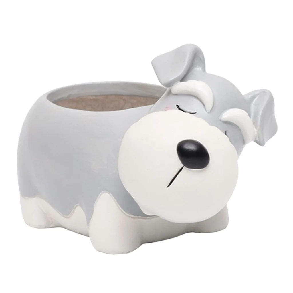 Resin Cartoon Dog Succulent Cactus Planter Pot, Decorative Garden Flower Holder Bowl for Home Office, Pick