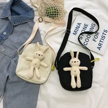 Новая стильная Холщовая Сумка с рисунком женская сумка на плечо с квадратным ремешком милая сумка через плечо для мобильного телефона оптом