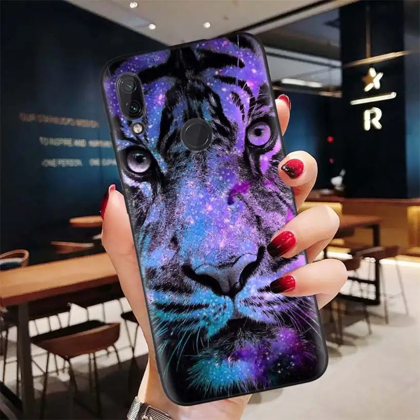 Черный чехол с изображением тигра льва для Xiao mi Red mi Note 8 7 7S 7A 6 S2 GO K20 Pro+ 6A mi 6X 5X A1 CC 9 8 мягкий чехол для телефона