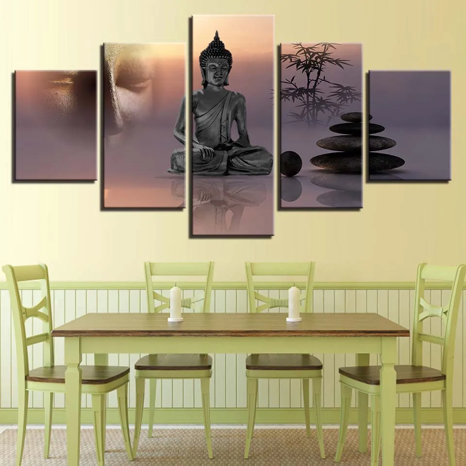 

Shakyamuni Buddha Meditating 5pcs Modern Home Wall Decor Canvas Picture Art HD Print Painting On Canvas for Living Room