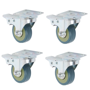 

4Pcs Set Heavy Duty 50X17mm PVC Swivel Castor Wheels Trolley Caster Brake Model:4 with Brake HL-5