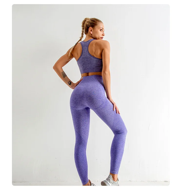 2/3/5PCS Women Sportswear Yoga Set Gym Clothing Tracksuit Long Sleeve Crop Top High Waist Seamless Leggings Fitness Sports Suits