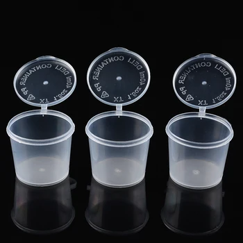 

Mini Plastic Takeaway Sauce Cups Set 20/40ml Vineger Sauce Boxes Cups Disposable With Sealing Cap Lids Kitchen Gadget 50pcs