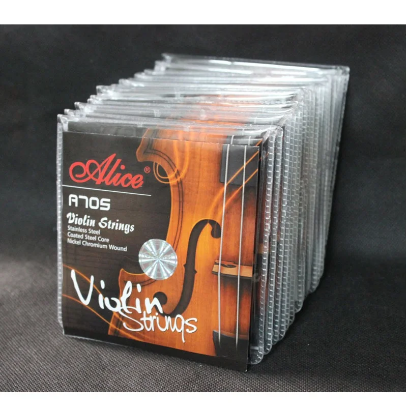 

10 Sets Alice A705 Stainless Steel Nickel Chromium Wound 4/4 Size Violin Strings