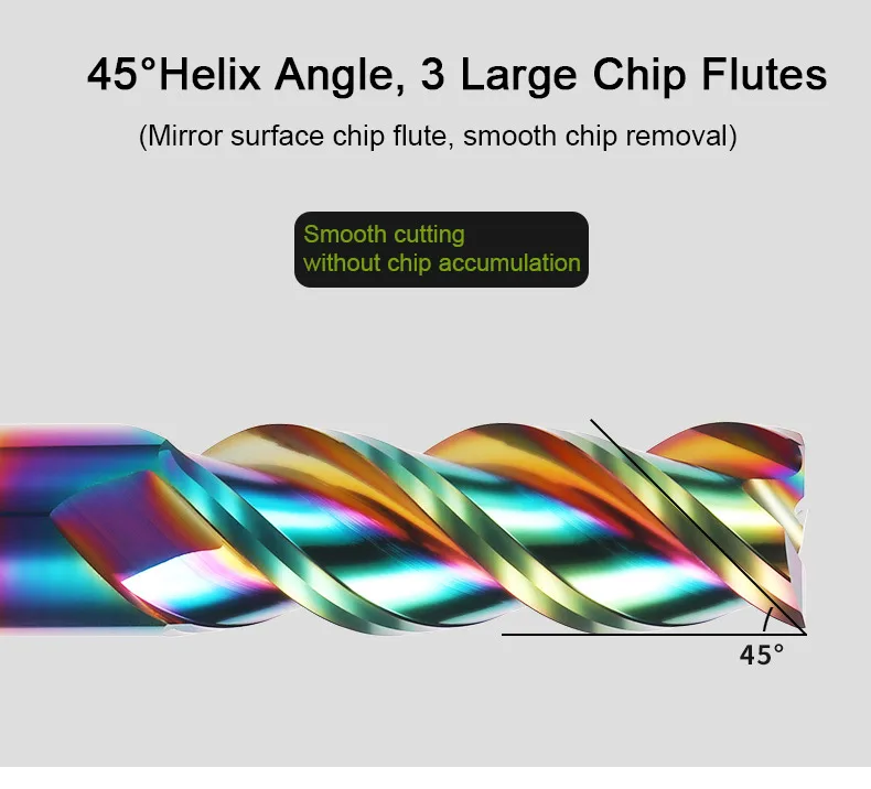 Colorful End Mill Aluminium HRC55 3F Milling Cutter Acrylic Wood Copper Plastic Cutting Tool CNC Maching Milling Tools Endmils