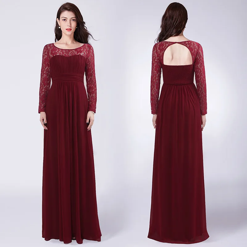 It's Yiya вечернее платье с круглым вырезом и длинным рукавом Robe De Soiree с открытой спиной Женские вечерние платья больших размеров вечерние платья C538