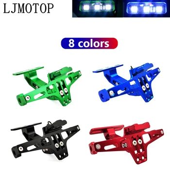 

Motorcycle License Plate Frame Holder Adjustable Angle + LED Light CNC For Honda CRF230F XR230 XR250 CRF1000L XR400 XR125