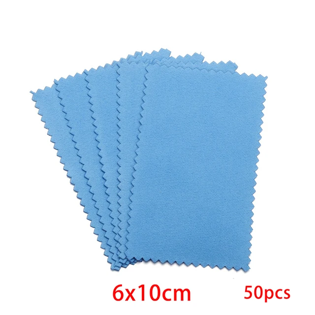 10-50pcs Polish Polishing Cloth Silver Color Cleaning  Polishing Cloth Soft Clean Wipe Wiping Cloth For Silver Gold Jewelry Tool Dark Blue 6x10 50Pcs