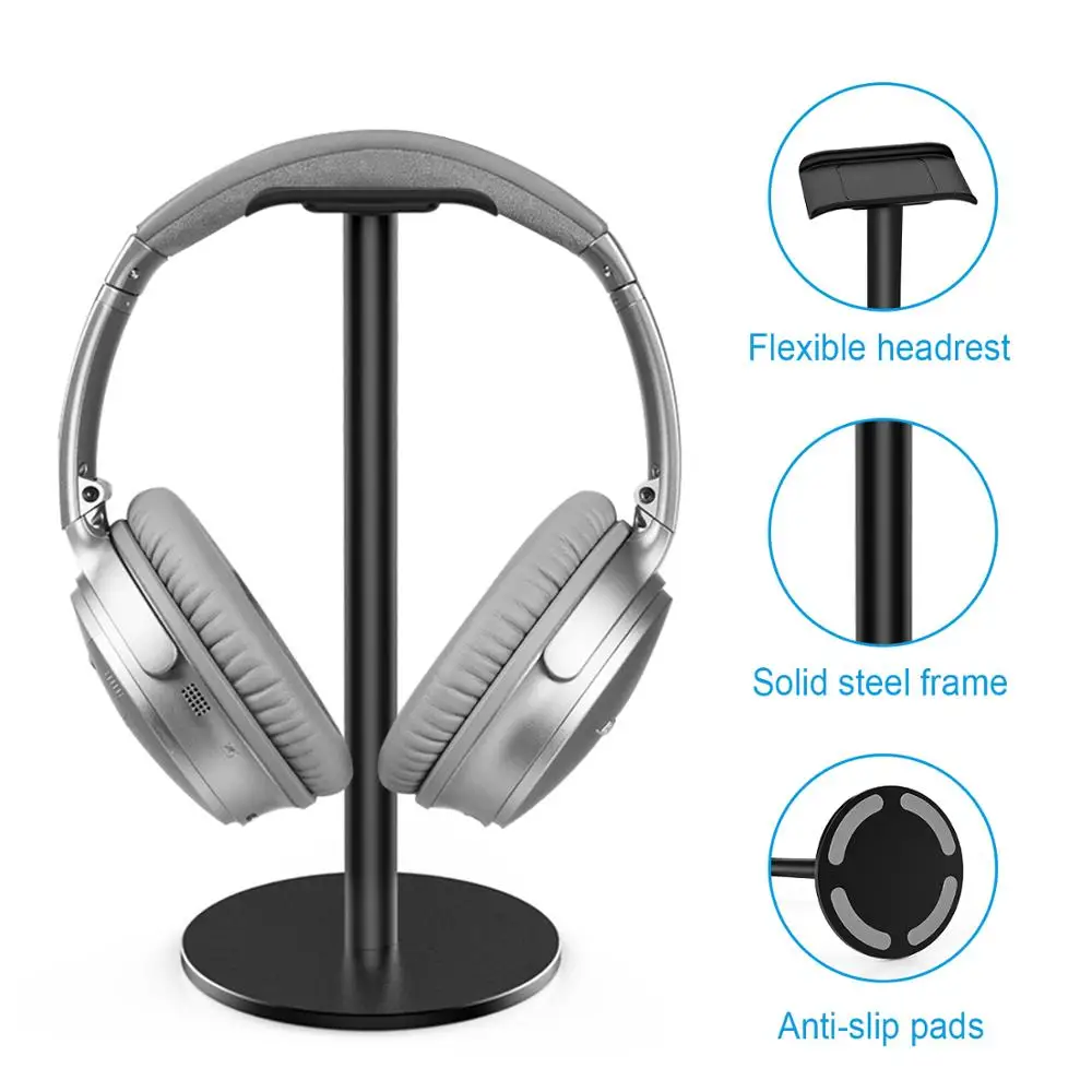 Nee Bee Headphone Stand Headset Holder with Non slip Base Aluminum Metal Soft TUP Earphone Holder for All Size Headphones