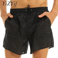 Transparent Swimwear Mens Swim Shorts Sexy Solid Drawstring Quick Dry Beach Shorts Man Swimming Trunks with Bulit-in Mesh Briefs 1