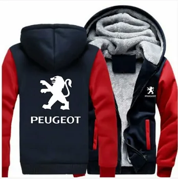 

new winter hooded zipper men's large size Peugeot sweastshit plus velvet thickening coat for male clothes