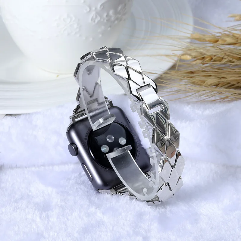 silver Ремешок из нержавеющей стали для Apple Watch ремешок для Apple watch 5 4 3 2 1 iWatch 4 ремешок 44 мм 40 мм 38 мм 42 мм Ромбический металлический ремень браслет - Цвет ремешка: silver