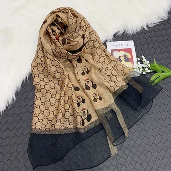 

Disney Fashion Silk Wool Shawl Luxury Brand Women Scarf Summer Silk Scarves Shawls Sun Protection And Warm Veil Unisex Scarves