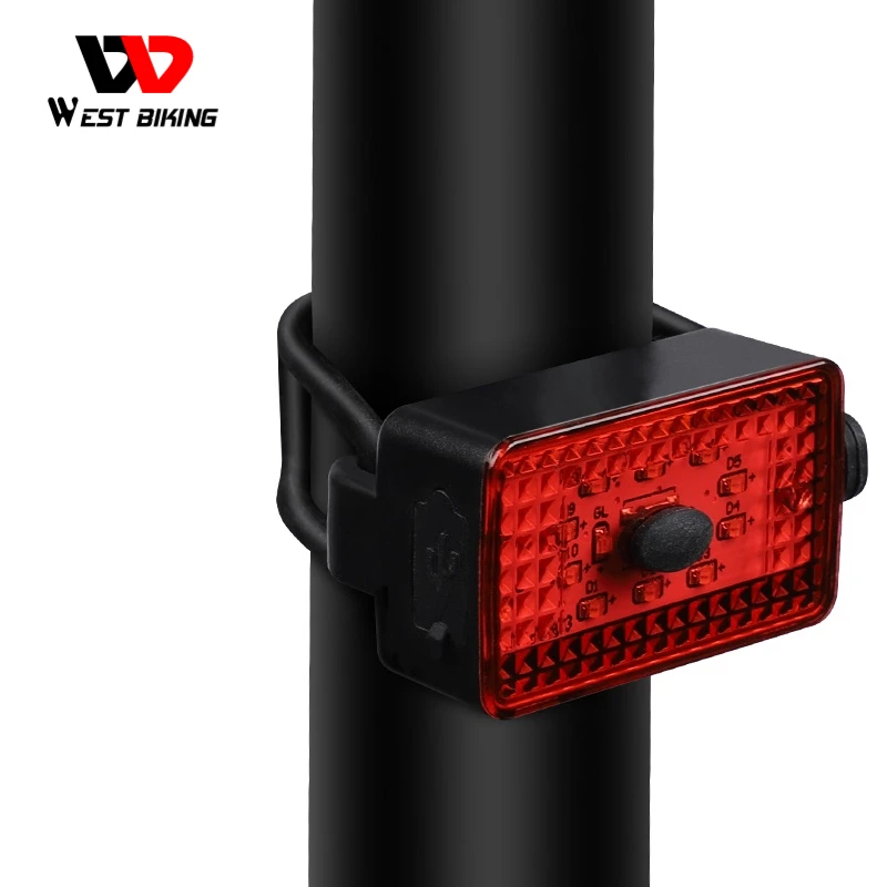 WEST BIKING Bicycle Mini Rear Light Bike Tail USB Rechargeable Flashlight Safety Warning Lamp Taillight For Cycling | Спорт и