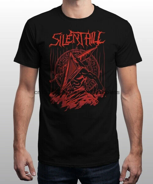 Silent Red Thing Hill Pyramid Head Horror Movie Black Cotton T-Shirt | Мужская одежда