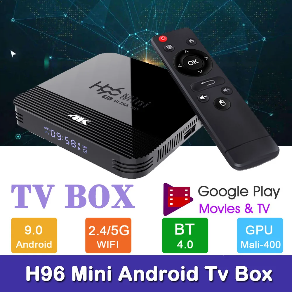 H96 мини H8 Android 9,0 ТВ приставка RK3228A 1G 8G 2G 16G 4K H.265 2,4G 5G двойной Wifi четырехъядерный медиаплеер Bluetooth 4,0 Youtube