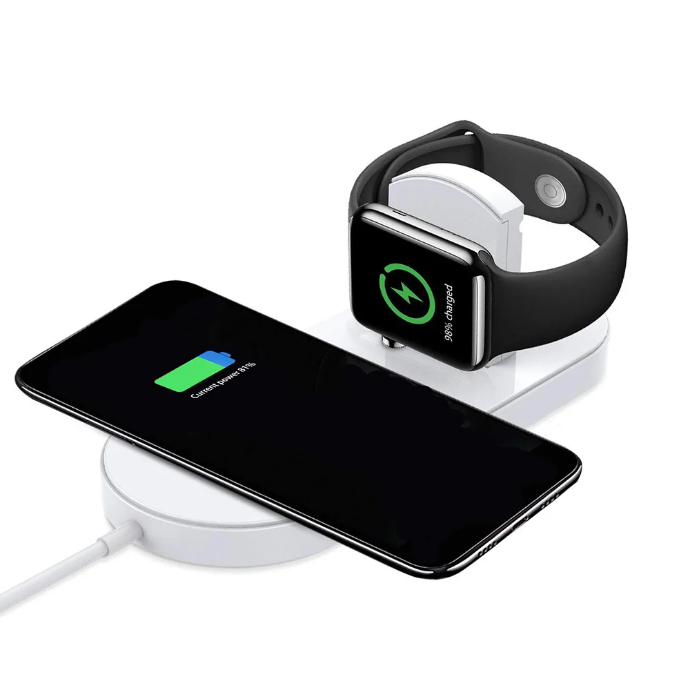 2 in 1 White 3 в 1 10 Вт Qi Беспроводное зарядное устройство для IPhone 8 X XS Max XR Быстрая зарядка для Apple Watch 2 3 4 Airpods для Sumsang S9 Note 9 S8 - Цвет: 2 in 1 White