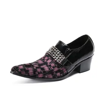 

Pointed Toe High Heel Wedding Men Shoes Men's Slip On Dress Shoes Male Fashion Loafers Nightclub Bar Party Shoes EU Size 37-46