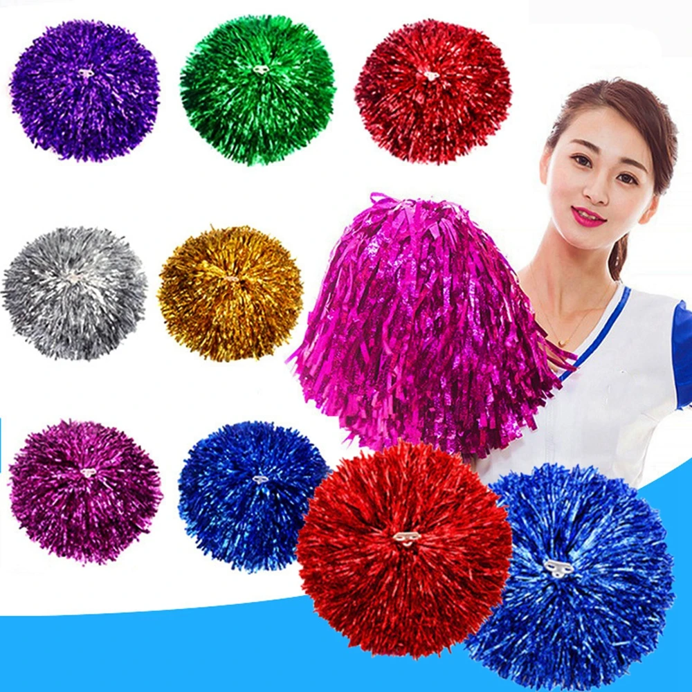 Dioche Cheerleading Poms 1 Pair Plastic Cheerleader Aerobics Pom Poms Pompoms for Dance Party School Sports Competition 